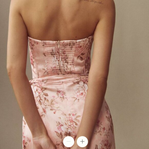 NWT V. Chapman June Printed Corset Front-Slit Satin Gown - Picture 4 of 10